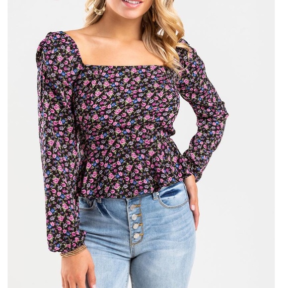Francesca's Collections Tops - Francesca’s purple floral smocked blouse